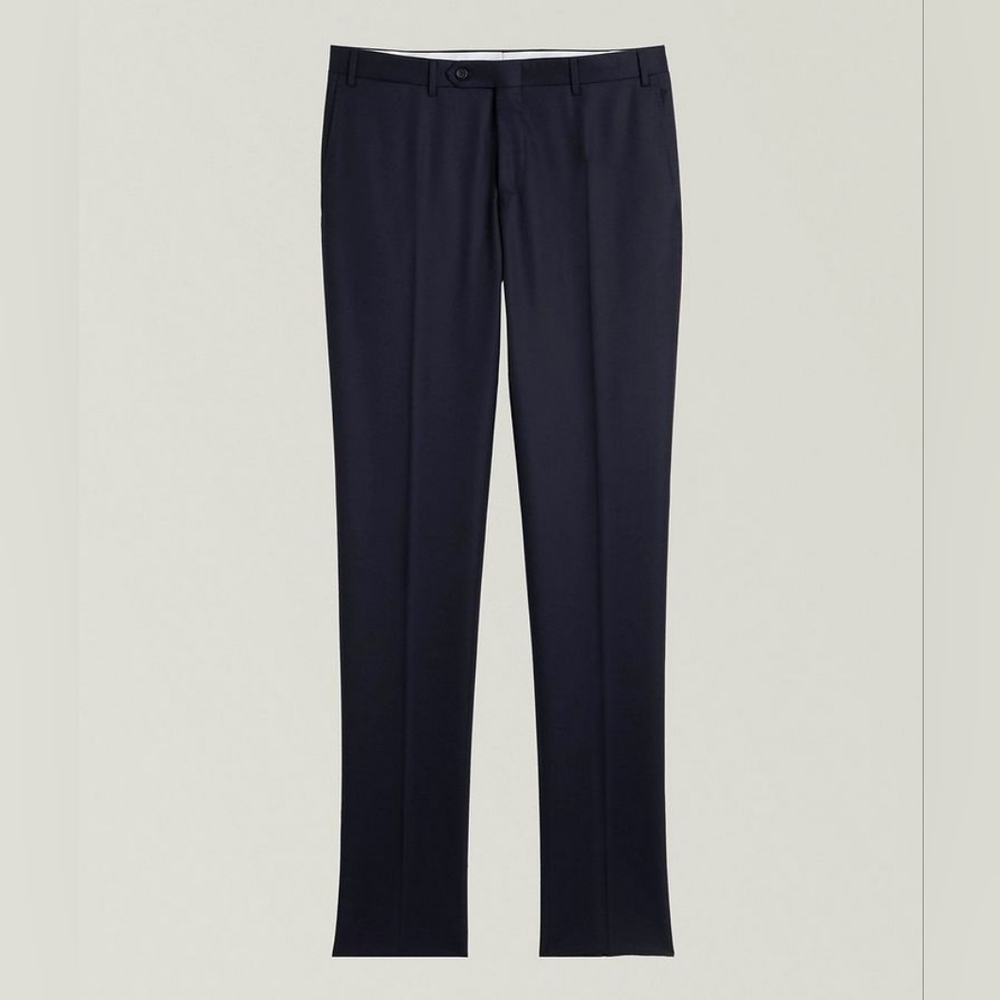 Canali Kei Flannel Wool Dress Pants - Dark Blue - Men's 32 48 R